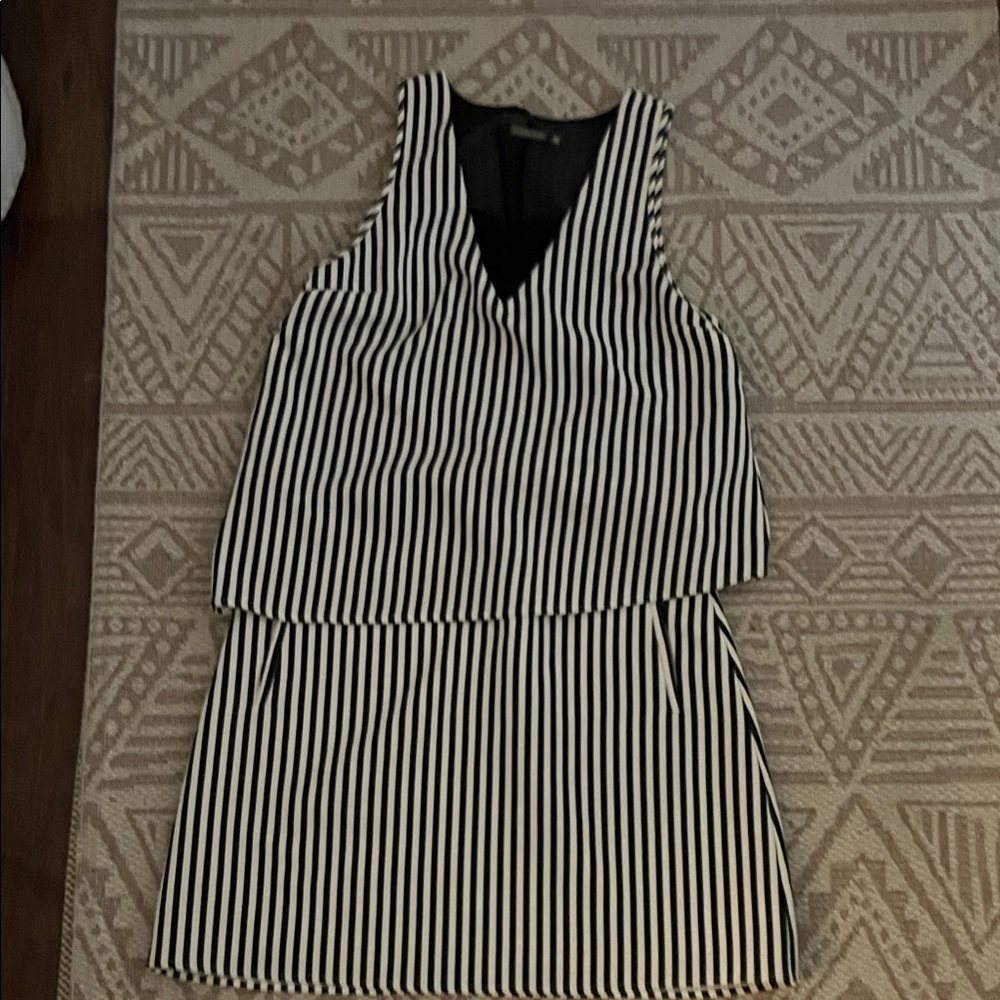 The Letter Black & White Vertical Stripe Mini Dress
